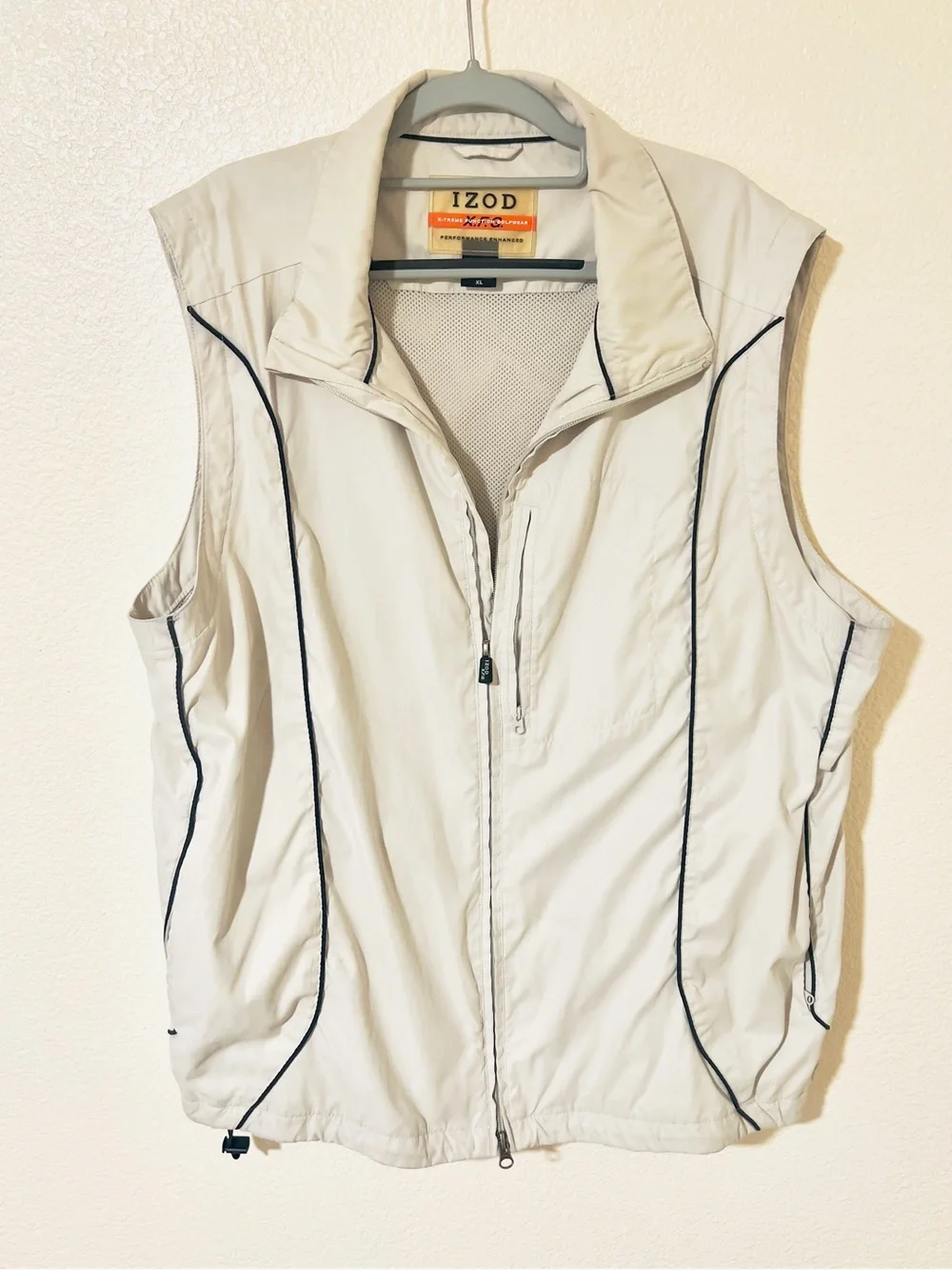 Y2K IZOD XFG Men’s Cream Vest with Black Piping Size XL